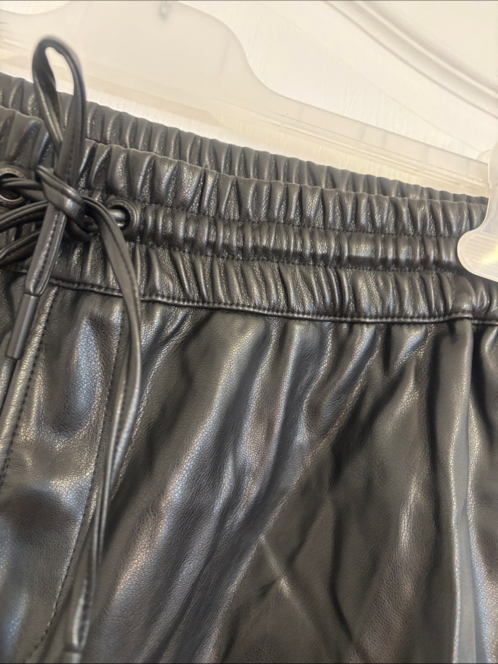 Calvin Klein Jeans Black Faux Leather Shorts - Picture 6 of 15